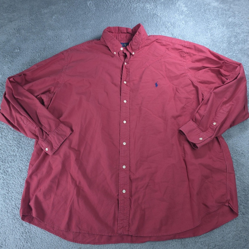 Ralph Lauren Shirt Mens 3XB Red Long Sleeve Button Down 100% Cotton Pony Logo